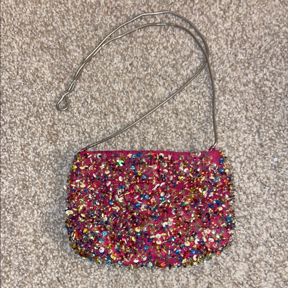 Urban Outfitters Pink Crossbody Bag with Metallic Chain